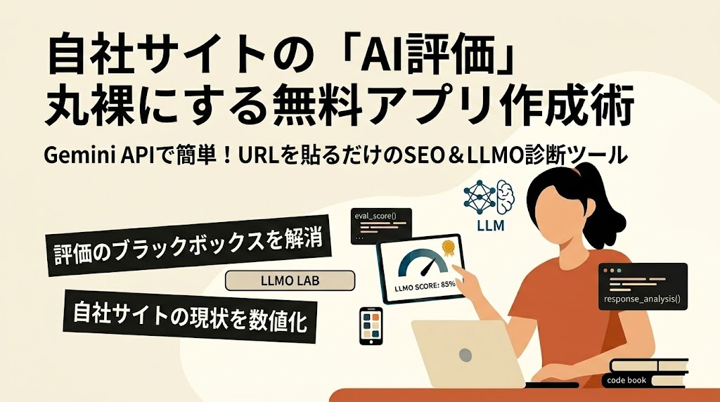 【組織幹部向け】サイトURLを貼り付けてSEOおよびLLMO対策をサポートするアプリ作成方法を無料公開〜LLMO研究所 開発記録〜