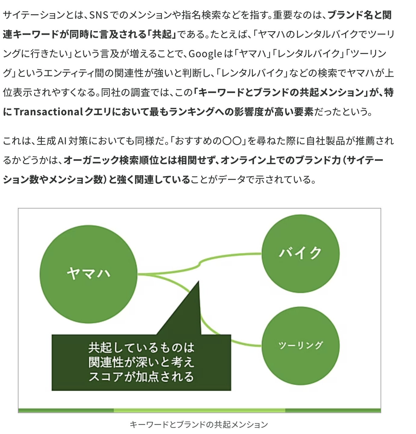 例えば、「東京都で美容室といえば〇〇」という投稿がSNSや口コミサイトで積み重なると、Googleは「〇〇」「東京都」「…