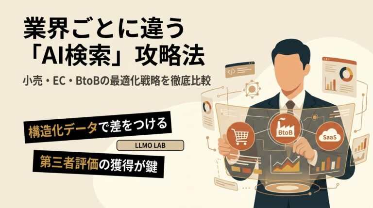 業界別AI検索事例（LLMO/GEO）〜小売・EC・BtoB SaaSのAI検索傾向と最適化戦略方法まとめ〜