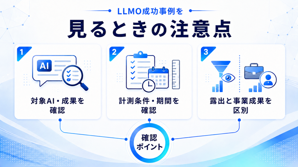 LLMO対策の成功事例を見るときの注意点3つ